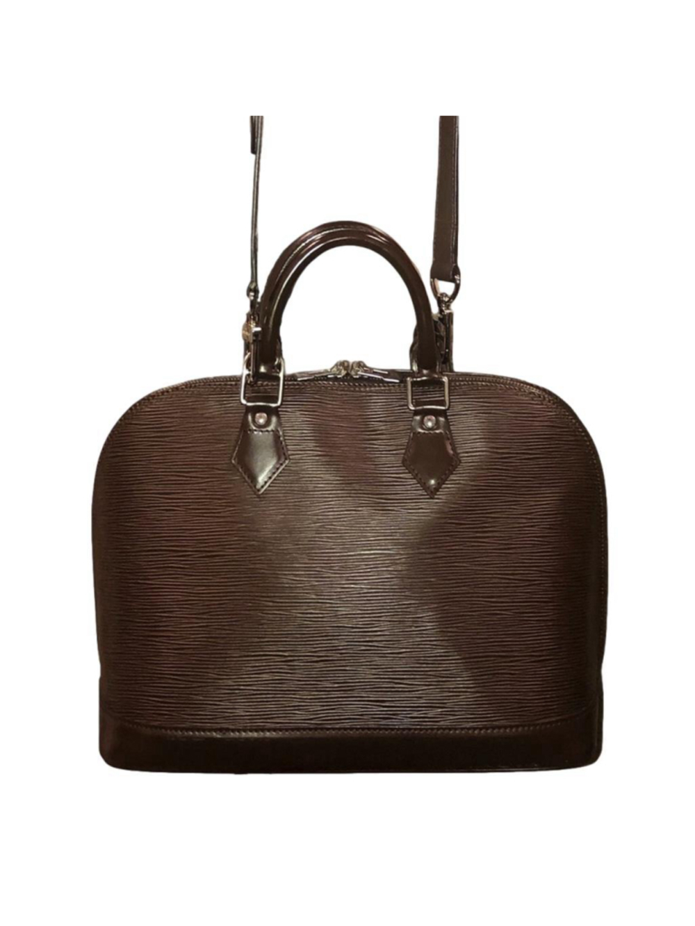 LOUIS VUITTON Epi Alma Hand Bag Mocha M5214D with LV Mocha Leather Strap